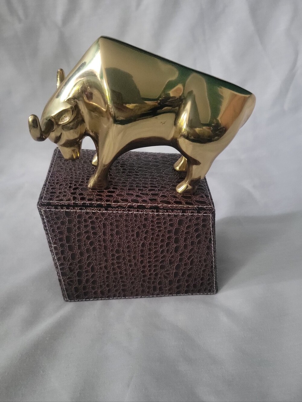 Brass Bull Figurine Decorative Accent - Gold